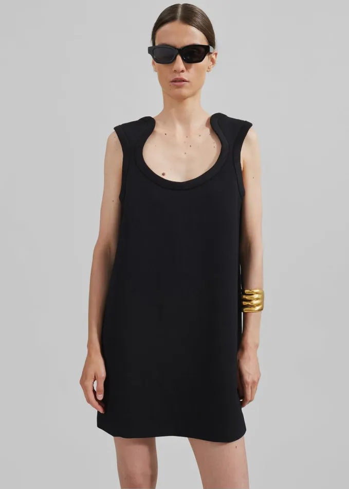Clothing Women The Frankie Shop Low Classic Curve Ribbed Wool Mini Dress 8211 Black