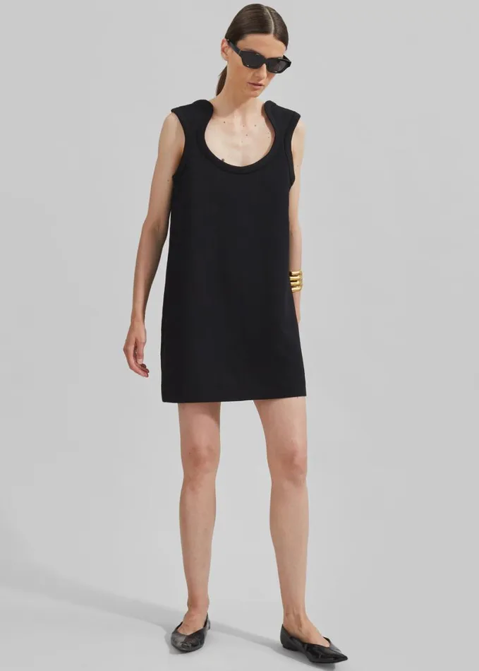 Clothing Women The Frankie Shop Low Classic Curve Ribbed Wool Mini Dress 8211 Black