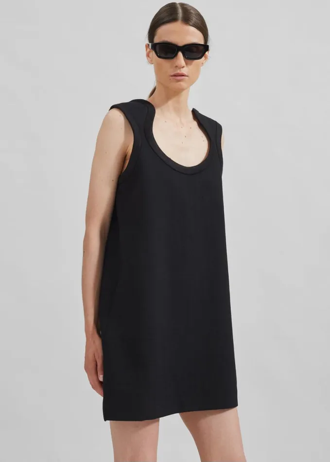 Clothing Women The Frankie Shop Low Classic Curve Ribbed Wool Mini Dress 8211 Black