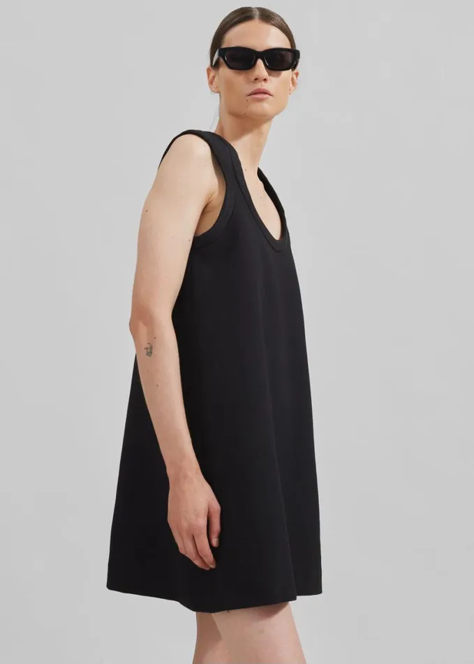Clothing Women The Frankie Shop Low Classic Curve Ribbed Wool Mini Dress 8211 Black