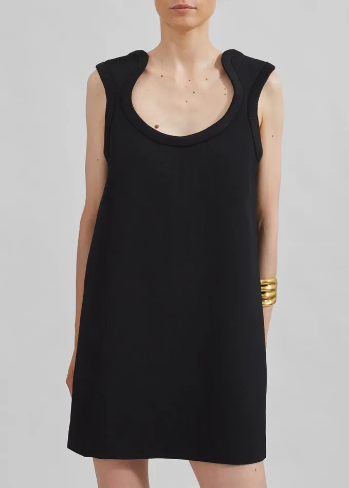 Clothing Women The Frankie Shop Low Classic Curve Ribbed Wool Mini Dress 8211 Black