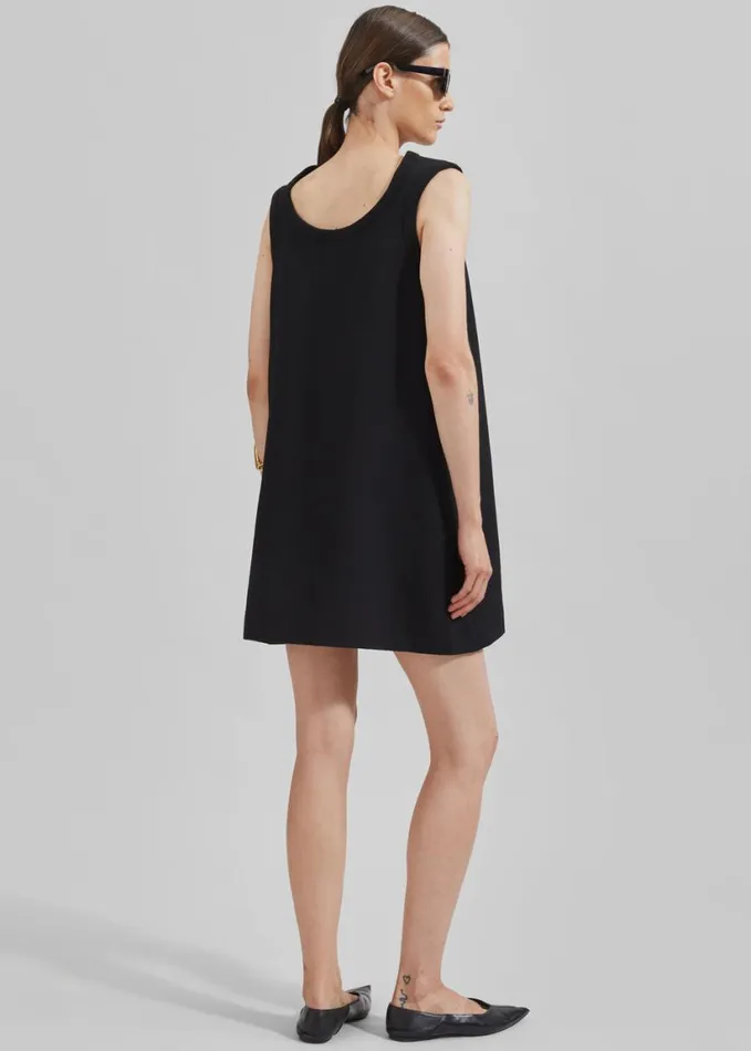 Clothing Women The Frankie Shop Low Classic Curve Ribbed Wool Mini Dress 8211 Black