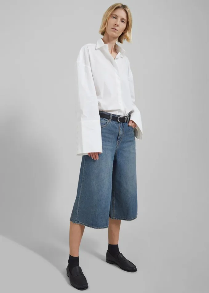 Clothing Women The Frankie Shop Low Classic Denim Bermuda Pants 8211 Blue