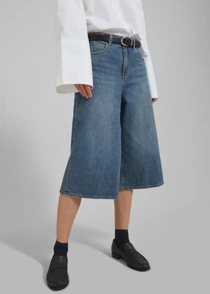 Clothing Women The Frankie Shop Low Classic Denim Bermuda Pants 8211 Blue
