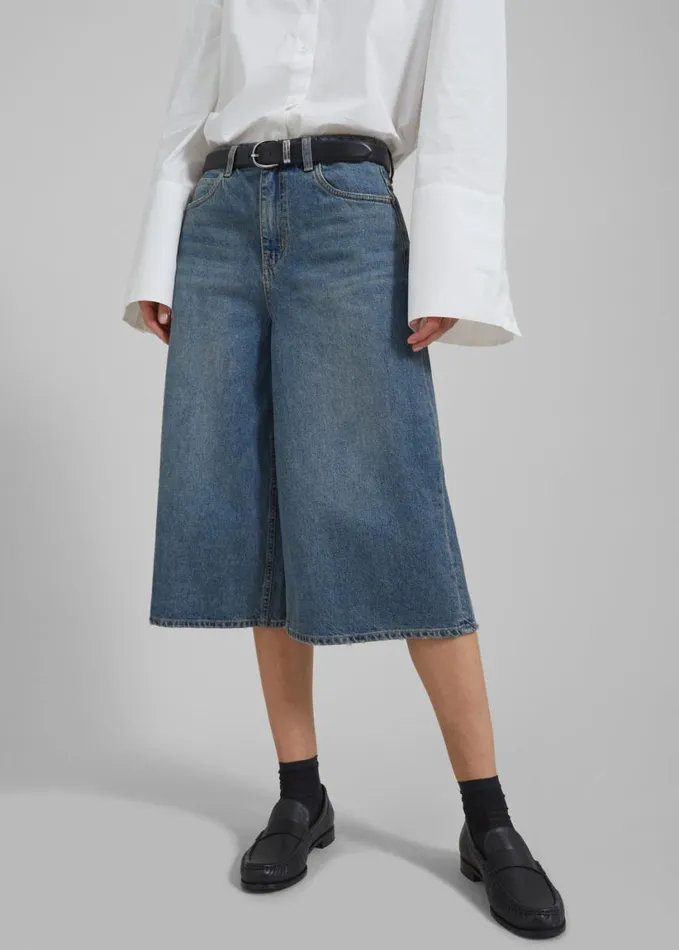 Clothing Women The Frankie Shop Low Classic Denim Bermuda Pants 8211 Blue