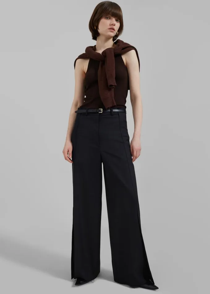 Clothing Women The Frankie Shop Low Classic Jellyfish Pants 8211 Black