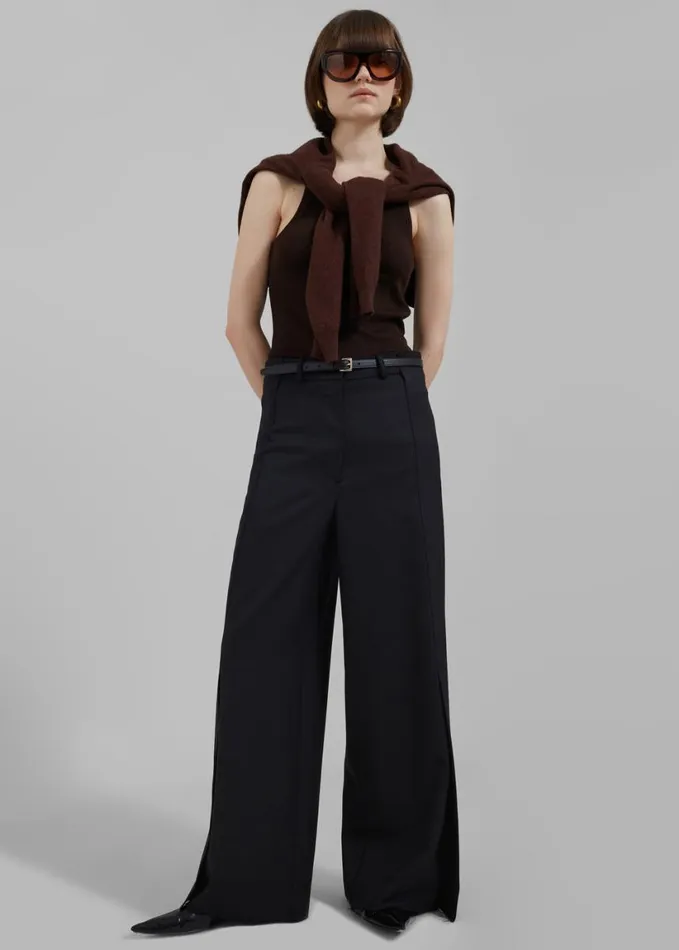 Clothing Women The Frankie Shop Low Classic Jellyfish Pants 8211 Black