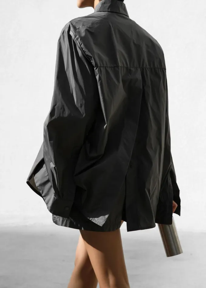 Clothing Women The Frankie Shop Lucy Open Back Oversized Shirt 8211 Charcoal