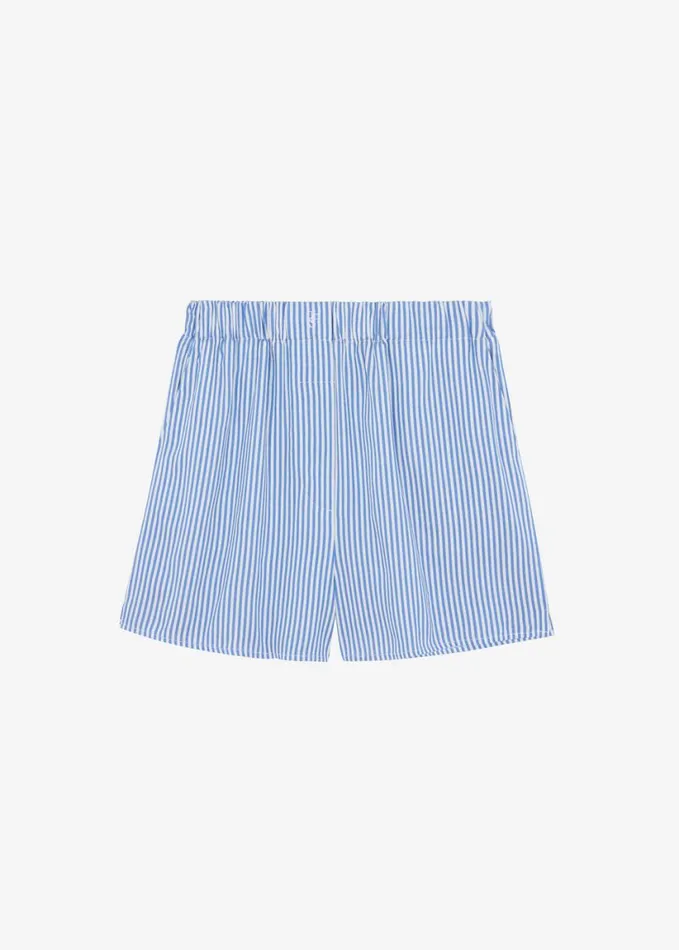Clothing Women The Frankie Shop Lui Fluid Boxer Shorts 8211 WhiteBlue Stripe
