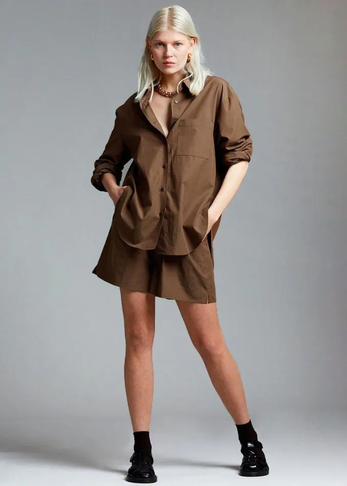 Clothing Women The Frankie Shop Lui Organic Cotton Boxer Short 8211 Chocolate