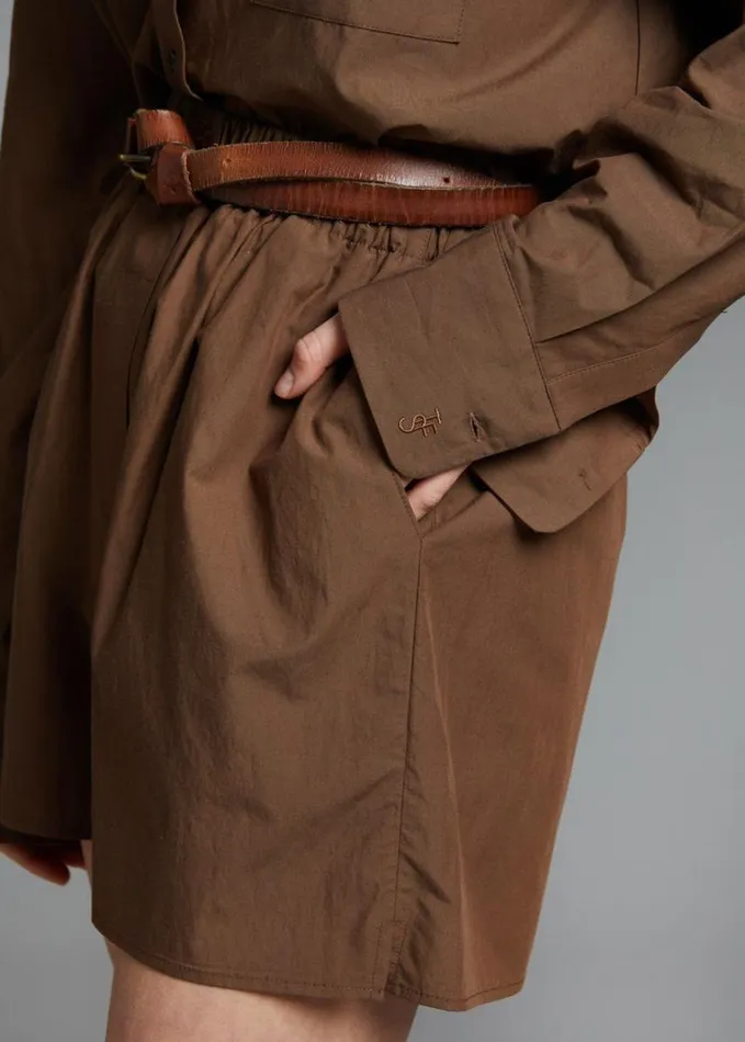 Clothing Women The Frankie Shop Lui Organic Cotton Boxer Short 8211 Chocolate
