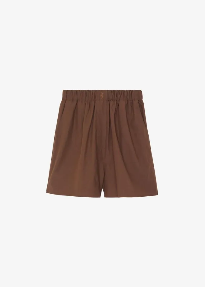 Clothing Women The Frankie Shop Lui Organic Cotton Boxer Short 8211 Chocolate
