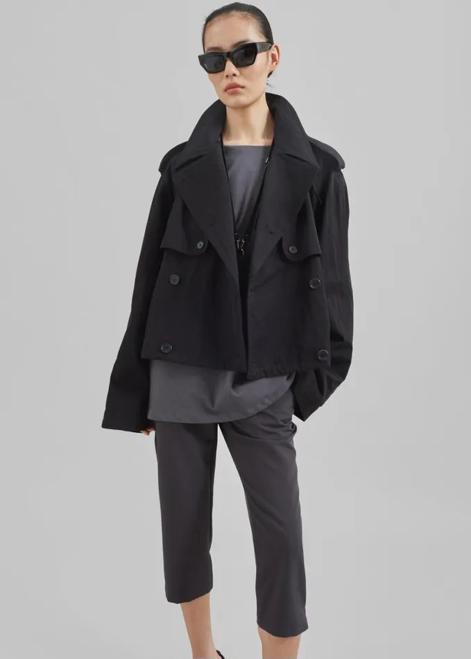 Clothing Women The Frankie Shop Mads Cropped Trench 8211 Black