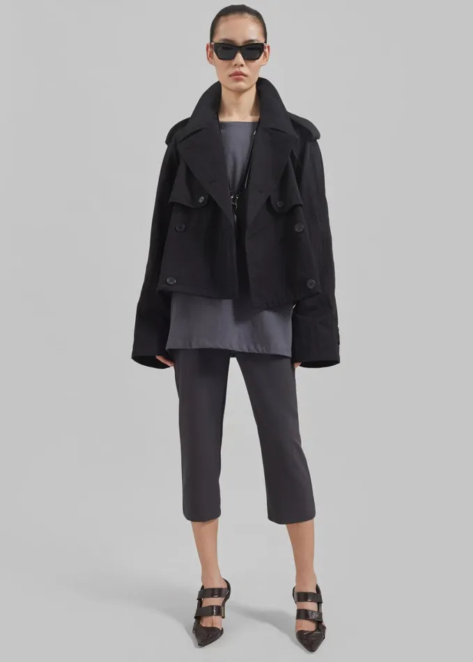 Clothing Women The Frankie Shop Mads Cropped Trench 8211 Black