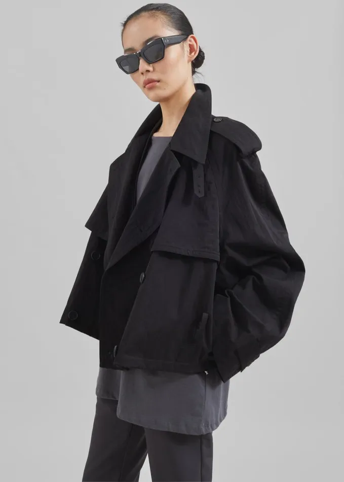 Clothing Women The Frankie Shop Mads Cropped Trench 8211 Black