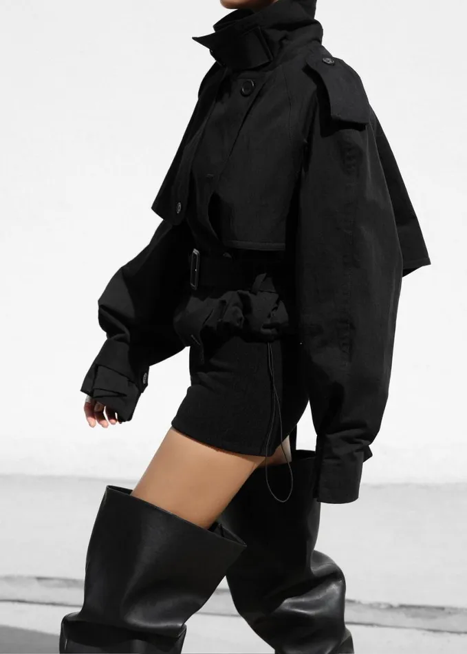 Clothing Women The Frankie Shop Mads Cropped Trench 8211 Black