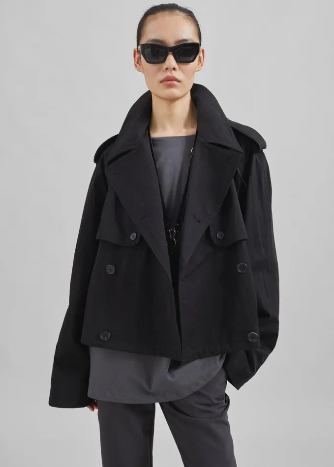 Clothing Women The Frankie Shop Mads Cropped Trench 8211 Black