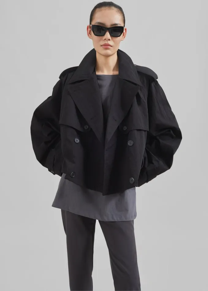 Clothing Women The Frankie Shop Mads Cropped Trench 8211 Black