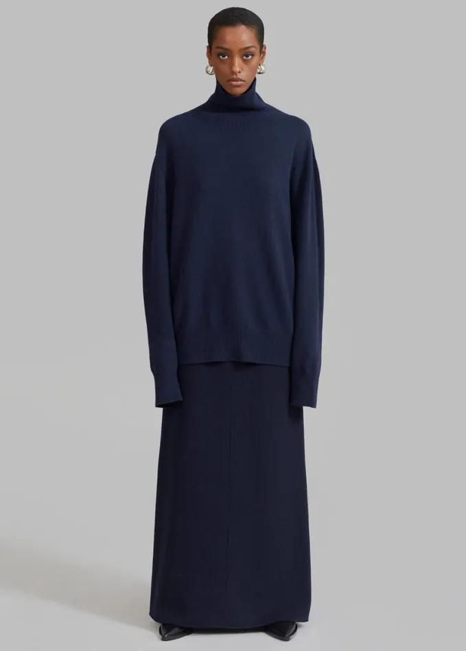 Clothing Women The Frankie Shop Malvo Long Wool Pencil Skirt 8211 Navy