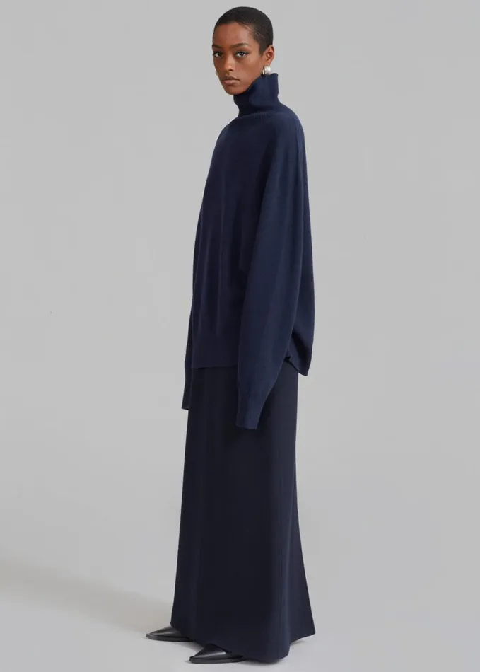 Clothing Women The Frankie Shop Malvo Long Wool Pencil Skirt 8211 Navy