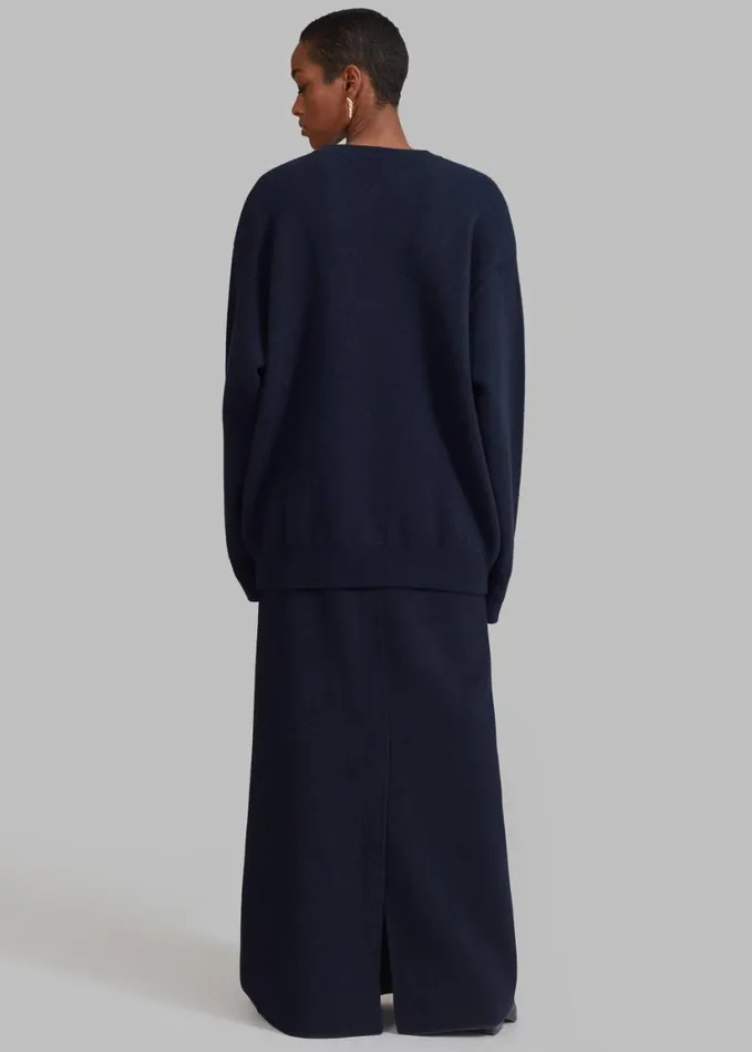 Clothing Women The Frankie Shop Malvo Long Wool Pencil Skirt 8211 Navy