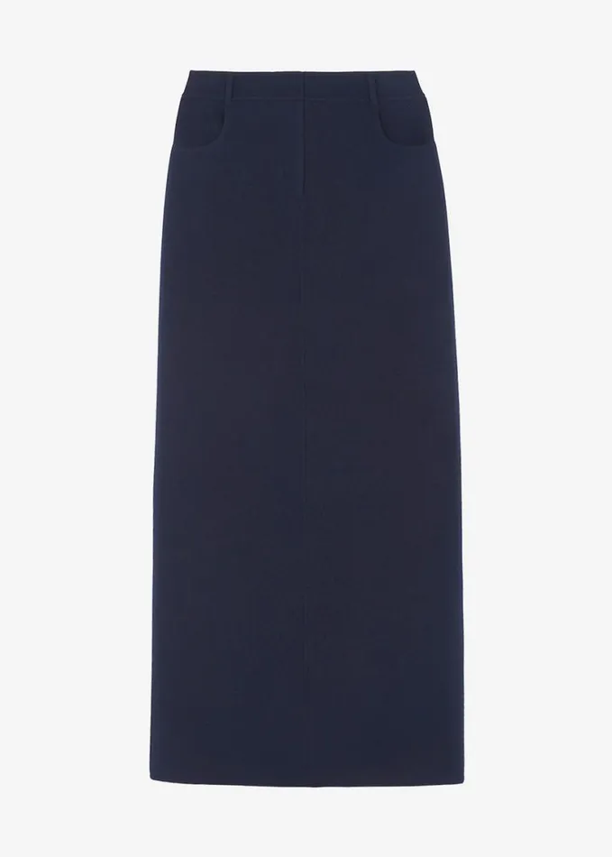 Clothing Women The Frankie Shop Malvo Long Wool Pencil Skirt 8211 Navy