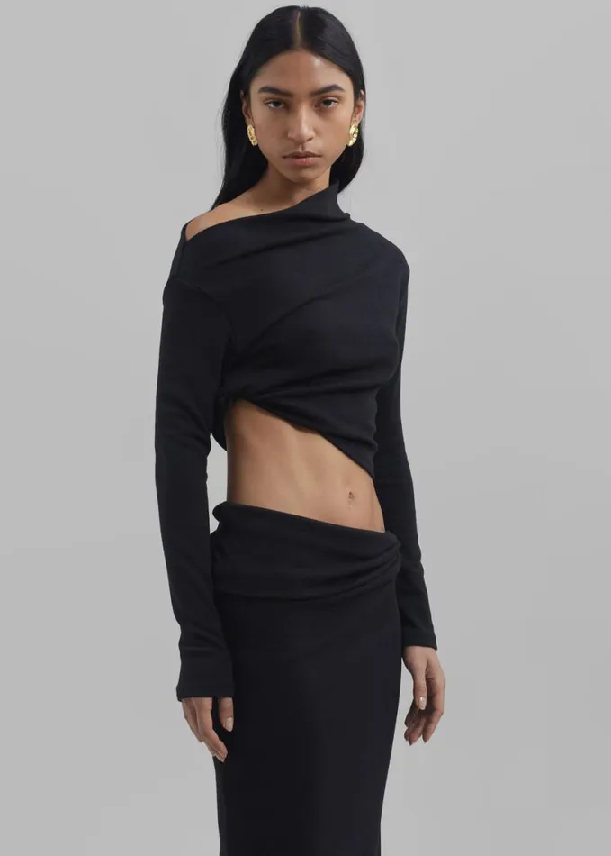 Clothing Women The Frankie Shop Margot Asymmetric Top 8211 Black