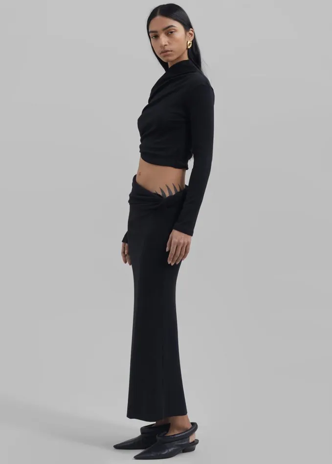 Clothing Women The Frankie Shop Margot Asymmetric Top 8211 Black