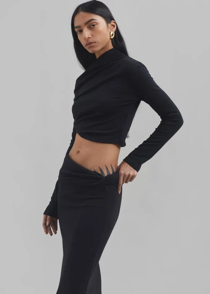 Clothing Women The Frankie Shop Margot Asymmetric Top 8211 Black