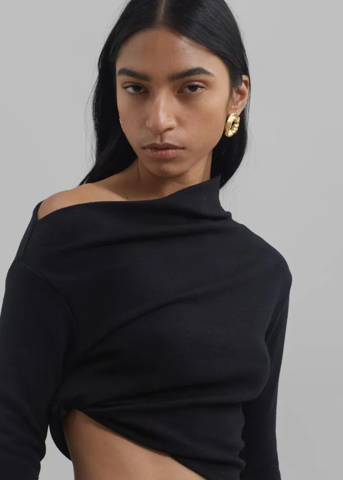 Clothing Women The Frankie Shop Margot Asymmetric Top 8211 Black