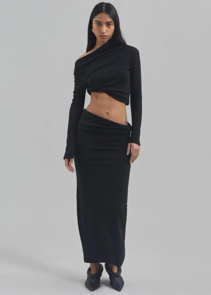 Clothing Women The Frankie Shop Margot Asymmetric Top 8211 Black