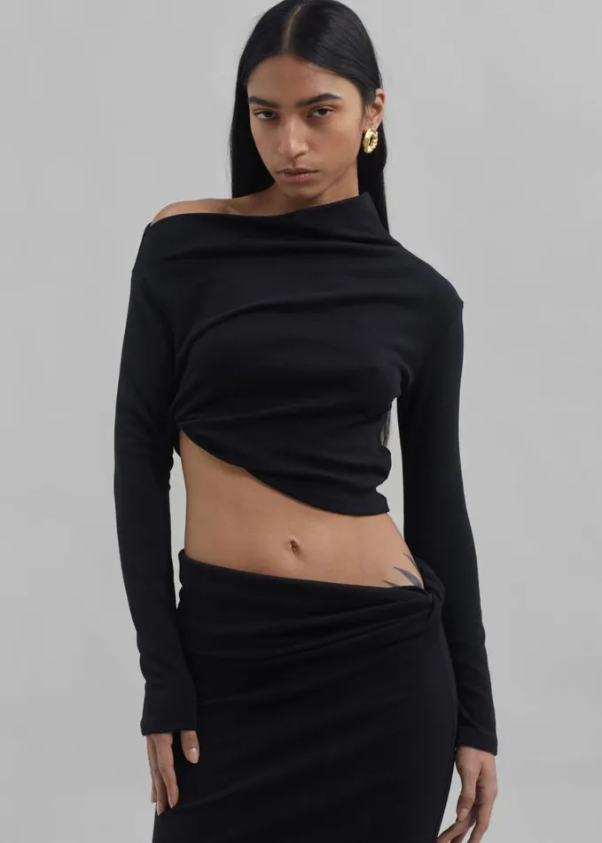 Clothing Women The Frankie Shop Margot Asymmetric Top 8211 Black