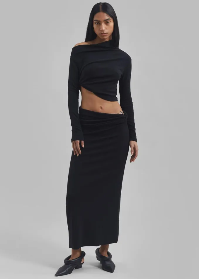 Clothing Women The Frankie Shop Margot Asymmetric Top 8211 Black