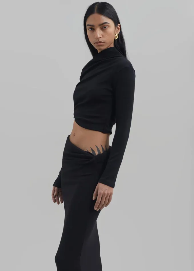 Clothing Women The Frankie Shop Margot Asymmetric Top 8211 Black