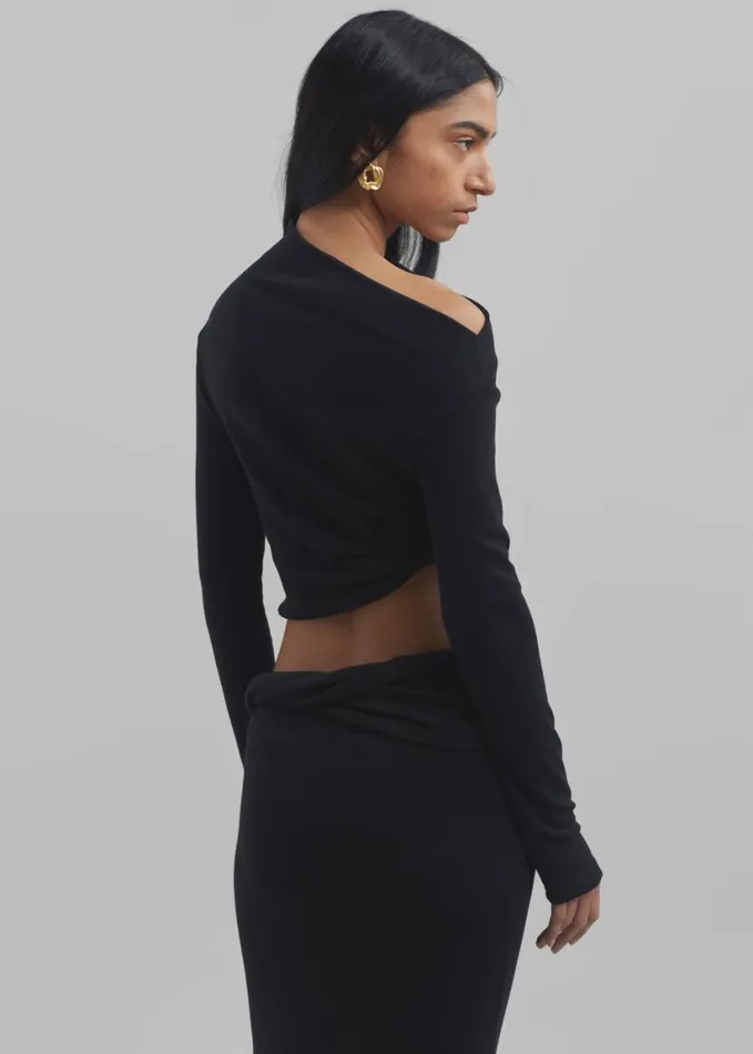 Clothing Women The Frankie Shop Margot Asymmetric Top 8211 Black