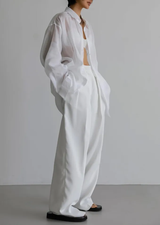 Clothing Women The Frankie Shop Marlow Oversized Linen Shirt 8211 White