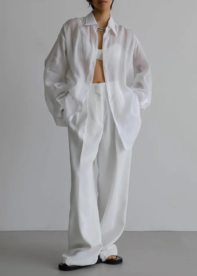 Clothing Women The Frankie Shop Marlow Oversized Linen Shirt 8211 White