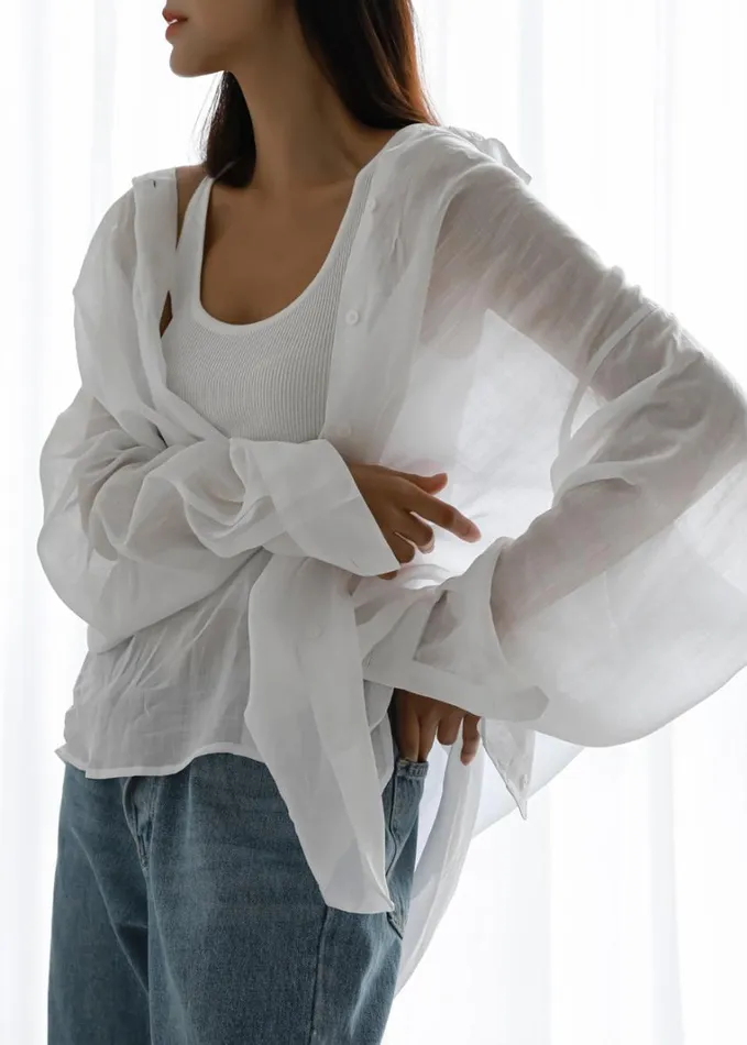 Clothing Women The Frankie Shop Marlow Oversized Linen Shirt 8211 White