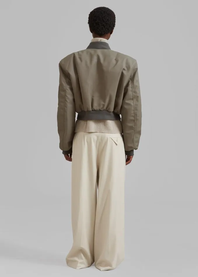 Clothing Women The Frankie Shop Mati Cropped Padded Bomber 8211 Olive