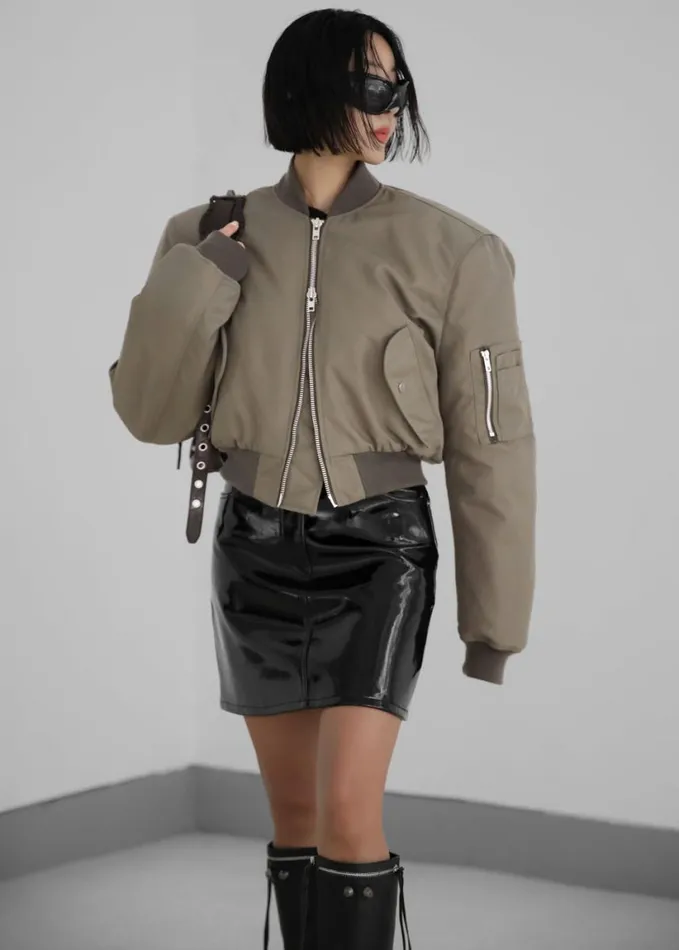 Clothing Women The Frankie Shop Mati Cropped Padded Bomber 8211 Olive
