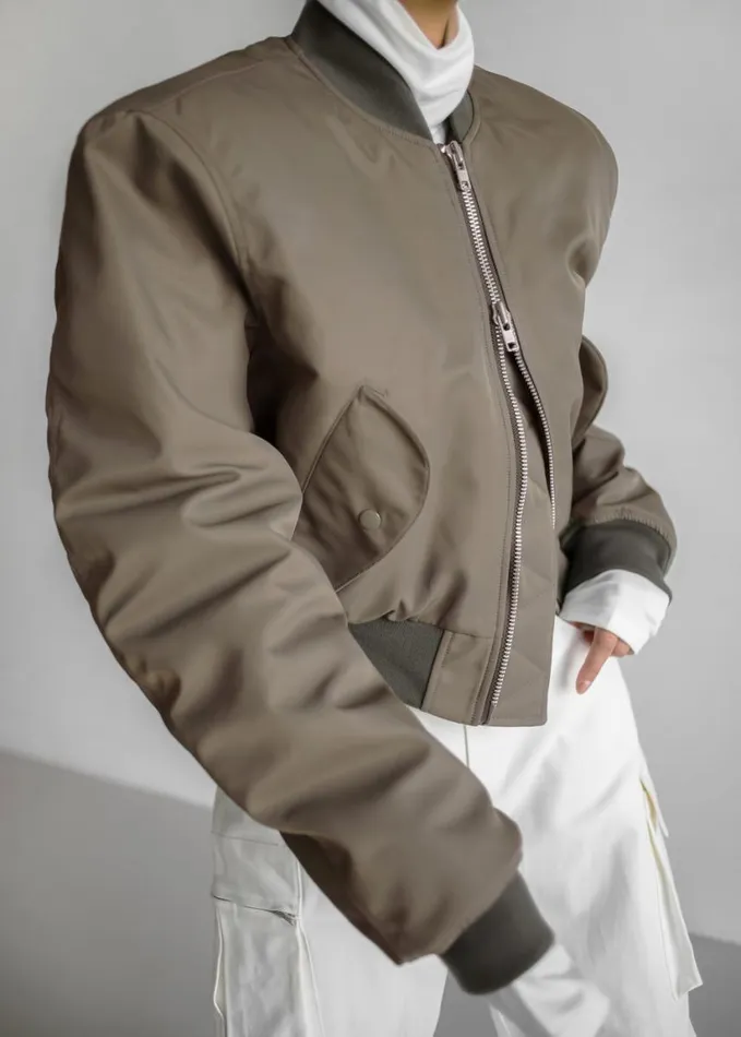 Clothing Women The Frankie Shop Mati Cropped Padded Bomber 8211 Olive
