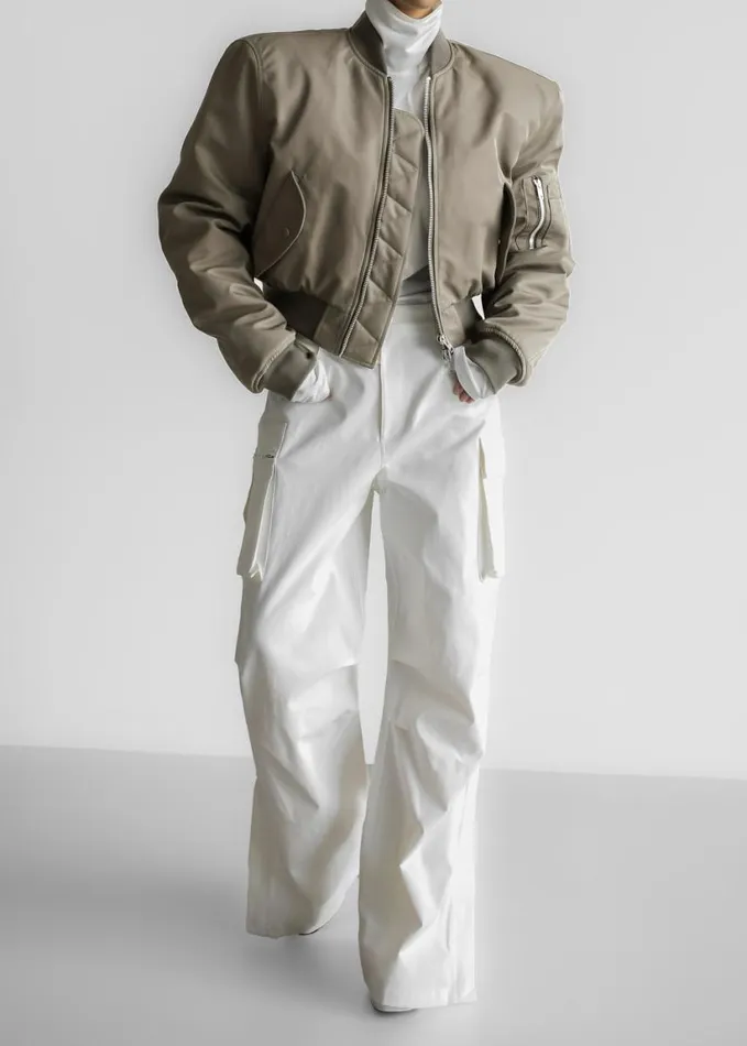 Clothing Women The Frankie Shop Mati Cropped Padded Bomber 8211 Olive