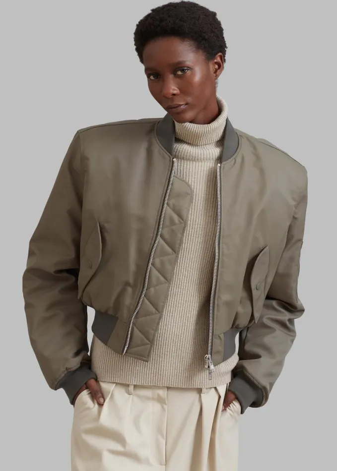 Clothing Women The Frankie Shop Mati Cropped Padded Bomber 8211 Olive