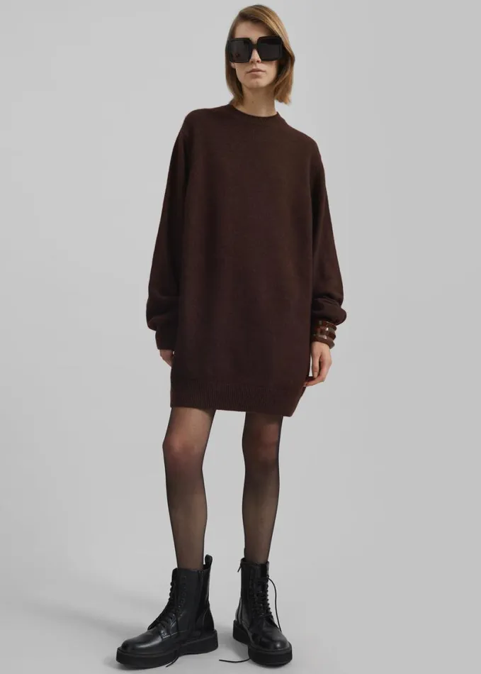 Clothing Women The Frankie Shop Maxime Knit Sweater Dress 8211 Brown