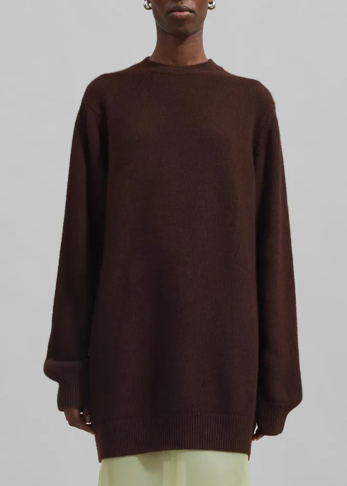 Clothing Women The Frankie Shop Maxime Knit Sweater Dress 8211 Brown
