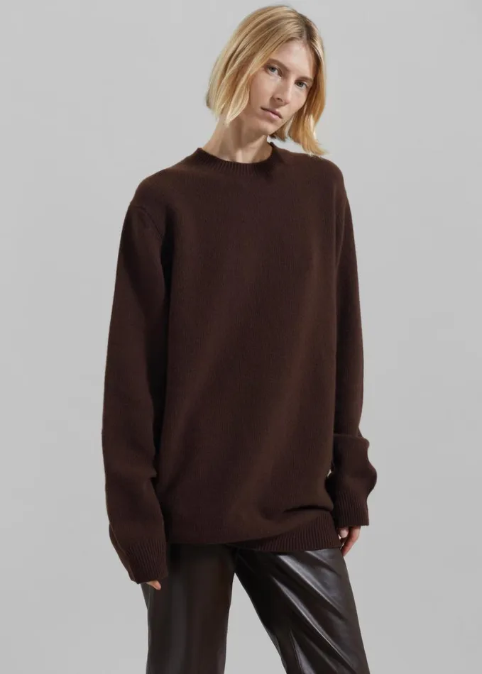 Clothing Women The Frankie Shop Maxime Knit Sweater Dress 8211 Brown