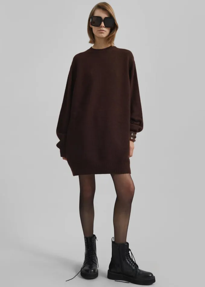 Clothing Women The Frankie Shop Maxime Knit Sweater Dress 8211 Brown
