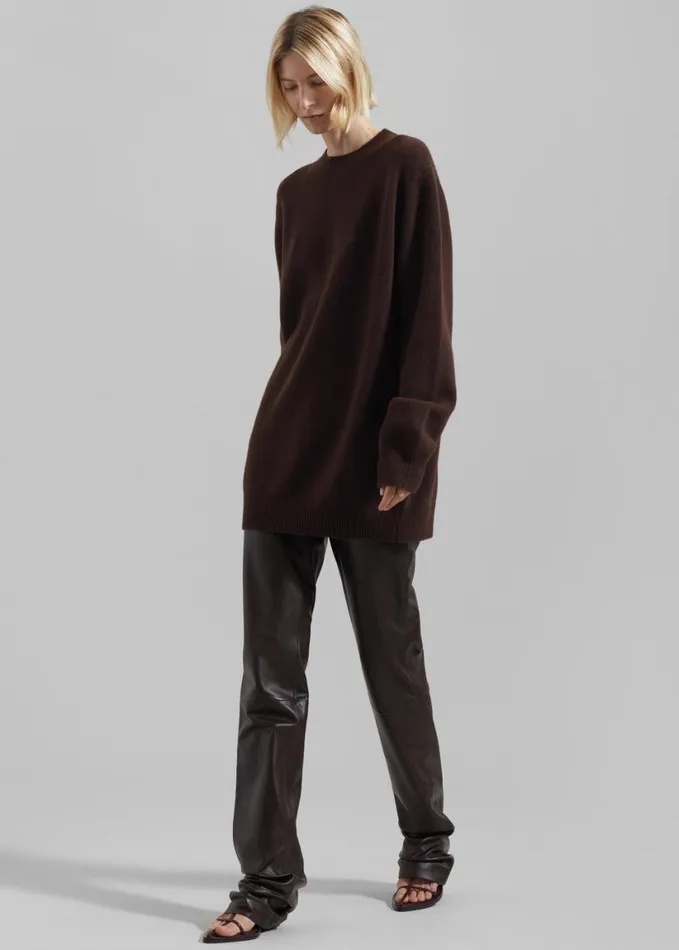Clothing Women The Frankie Shop Maxime Knit Sweater Dress 8211 Brown