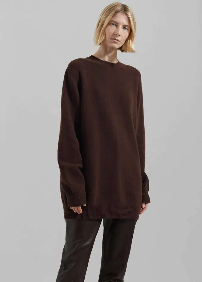 Clothing Women The Frankie Shop Maxime Knit Sweater Dress 8211 Brown