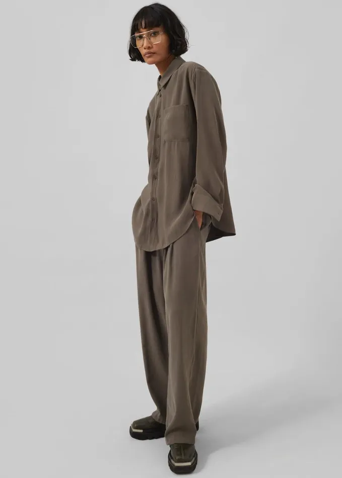 Clothing Women The Frankie Shop Meilen Pintuck Trousers 8211 Olive